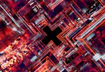 Cyfrowy tunel z kolorowymi światłami LED symbolizujący przyszły internet