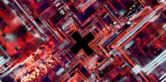 Cyfrowy tunel z kolorowymi światłami LED symbolizujący przyszły internet